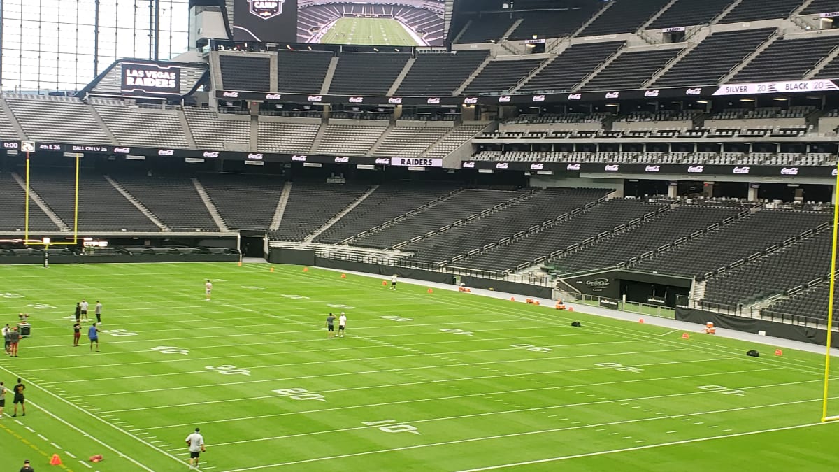 Las Vegas Raiders inside linebacker Cory Littleton (42) tackles New Orleans  Saints running back …