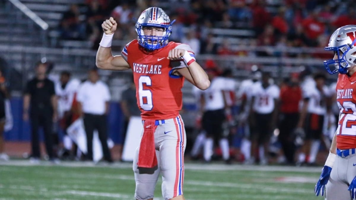 Longhorns' Sam Ehlinger wears Drew Brees Westlake HS jersey prior