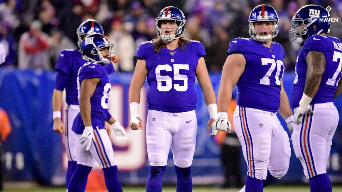 New York Giants center Nick Gates (65) takes the field to face the  Washington Commanders during an NFL football game Sunday, Dec. 4, 2022, in  East Rutherford, N.J. (AP Photo/Adam Hunger Stock