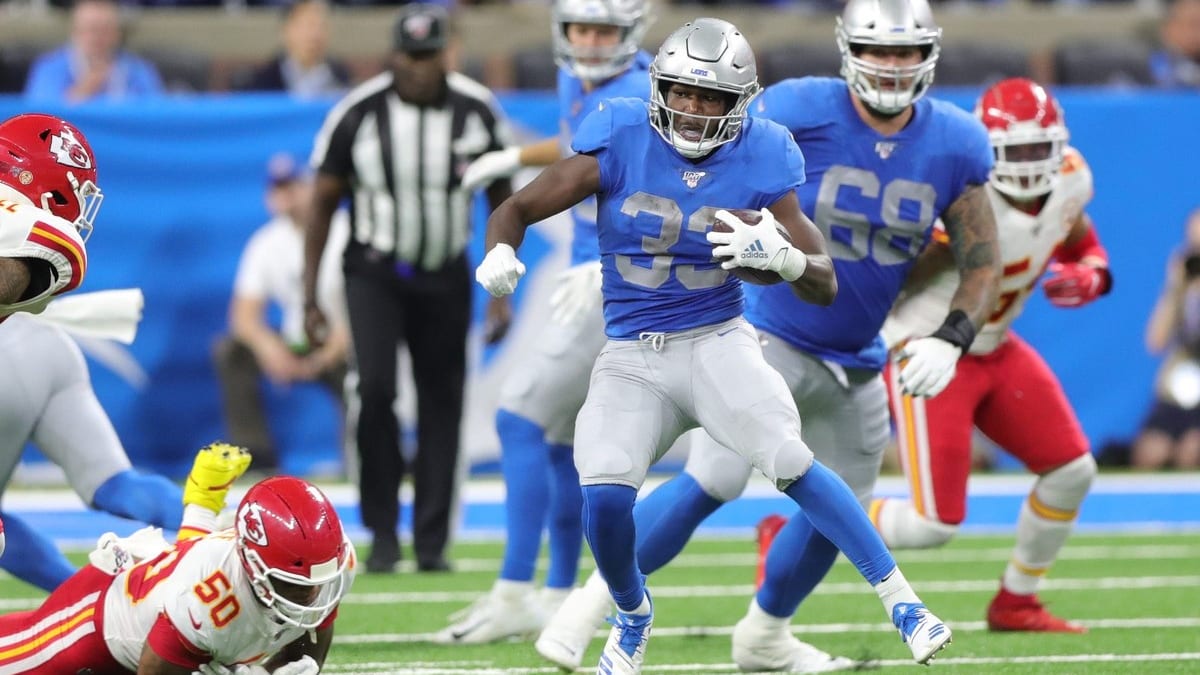 Kerryon Johnson Autographed Detroit Lions 11x14 #3 - 1st NFL Game - Detroit  City Sports