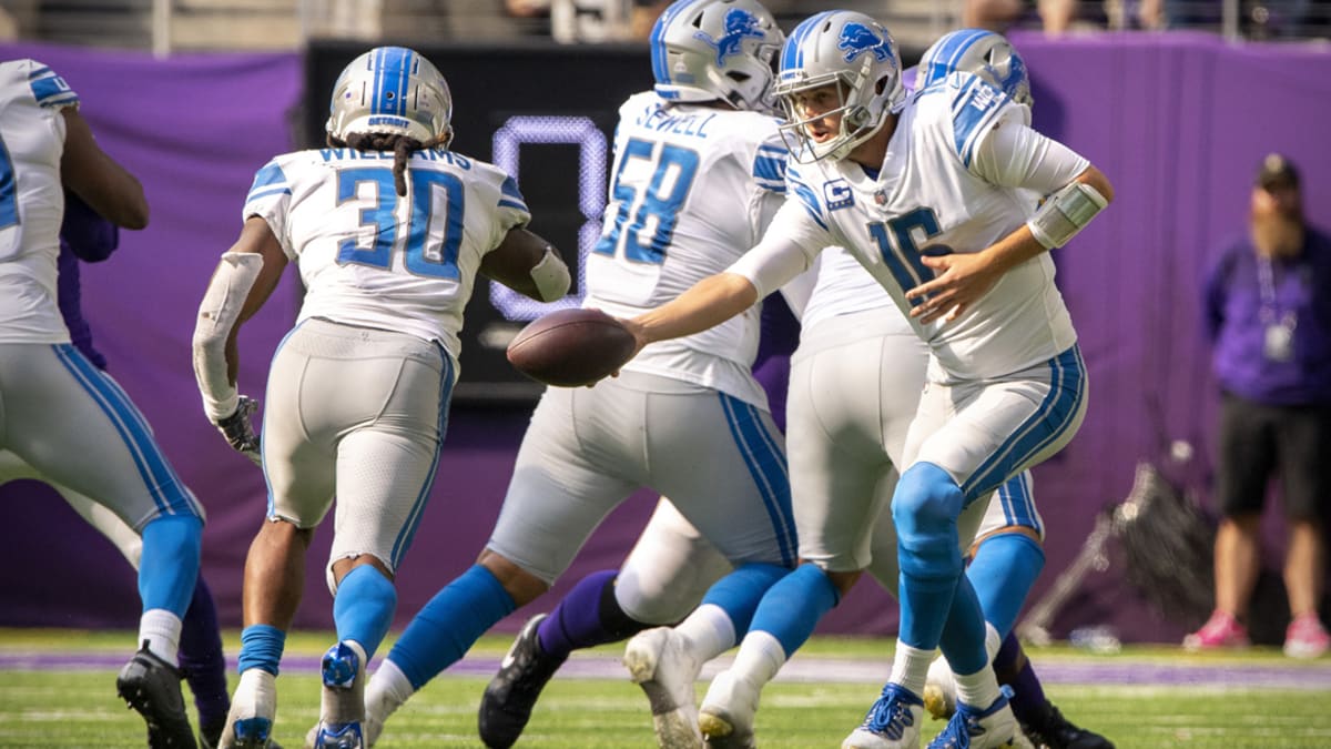 Jamaal Williams #30 of the Detroit Lions laughs during the Detroit