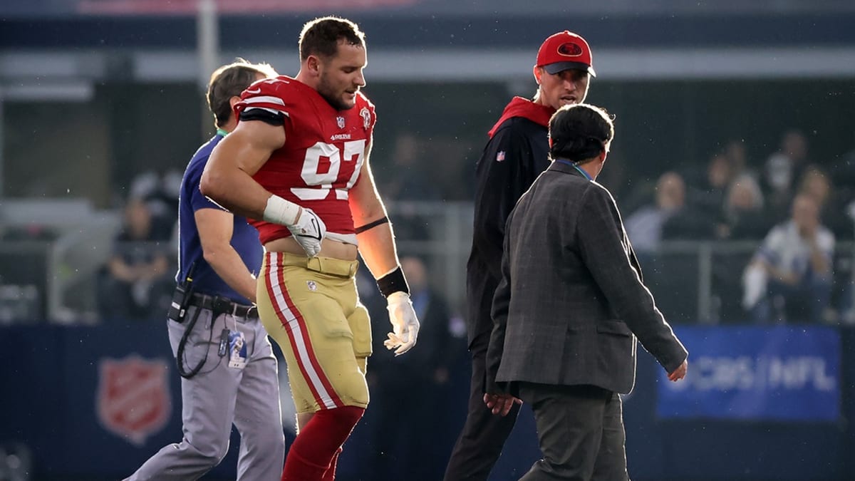 49ers-Cowboys halftime report: Upset brewing but Nick Bosa hurt