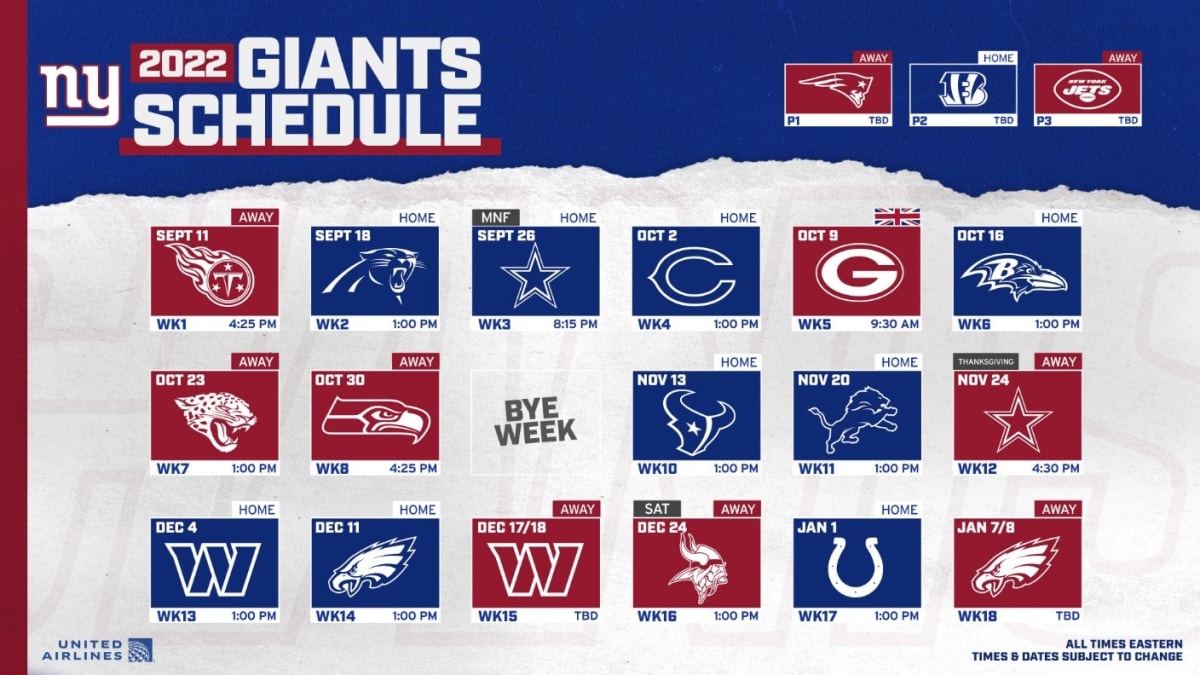 Giants 2020 schedule