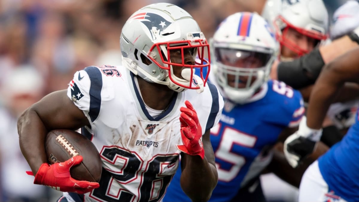 In this image taken video, Los Angeles Rams running back Sony Michel speaks  with reporters at the NFL football team's training complex in Thousand  Oaks, Calif., Thursday, Aug. 26, 2021. Michel watched