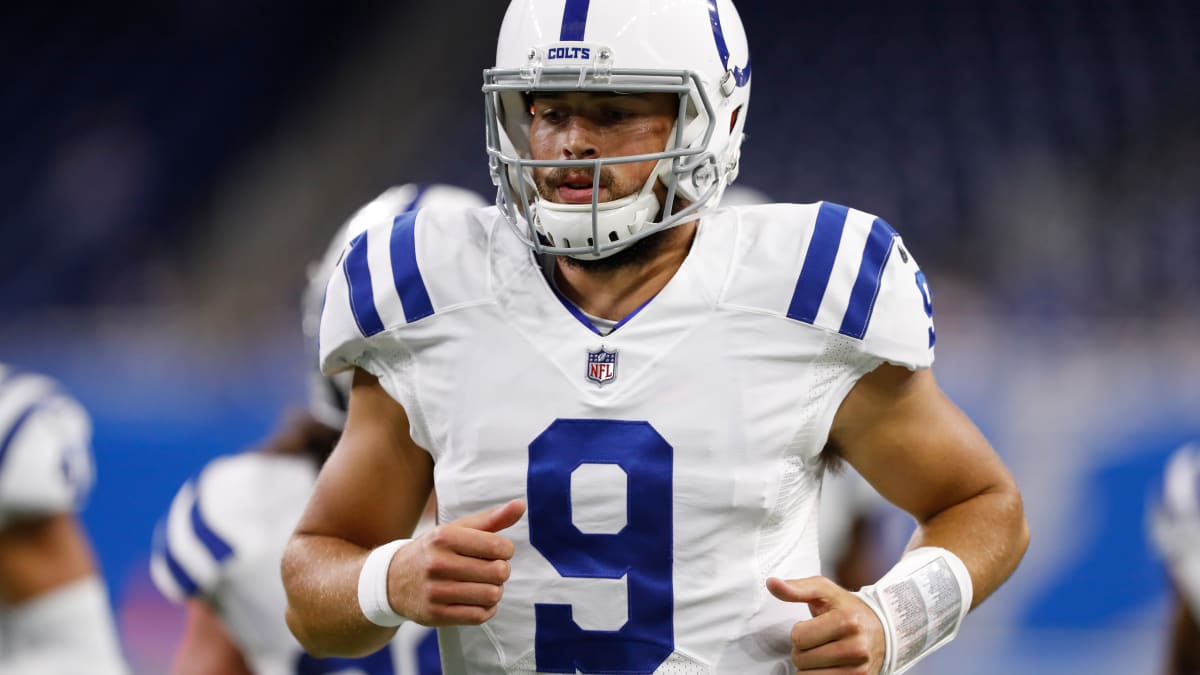 Indianapolis Colts quarterback Jacob Eason (9) looks downfield for