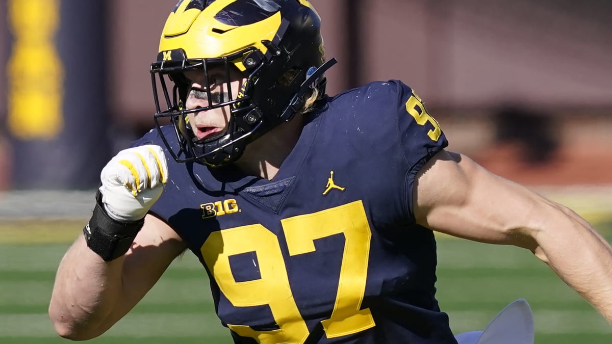 Former Michigan Football Star Aidan Hutchinson Models New Detroit Lions  Helmet - Sports Illustrated Michigan Wolverines News, Analysis and More