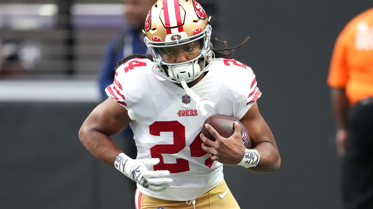 San Francisco 49ers running back Jordan Mason (24) looks on during the NFC  Championship NFL football game against the Philadelphia Eagles, Sunday,  Jan. 29, 2023, in Philadelphia. (AP Photo/Chris Szagola Stock Photo - Alamy