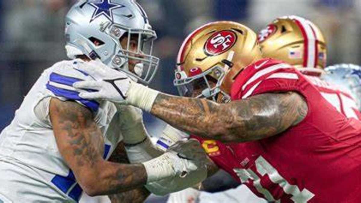 Dallas Cowboys linebacker Micah Parsons (11) before an NFL divisional round  playoff football game against the San Francisco 49ers in Santa Clara,  Calif., Sunday, Jan. 22, 2023. (AP Photo/Godofredo A. Vásquez Stock