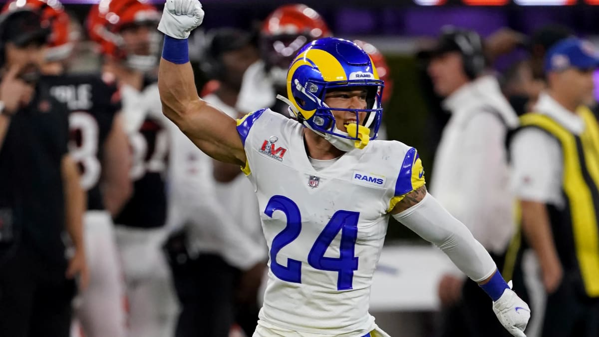 Los Angeles Rams safety Taylor Rapp (24) plays during an NFL football game  against the Buffalo Bills Sept. 8, 2022, in Inglewood, Calif. (AP  Photo/Denis Poroy Stock Photo - Alamy