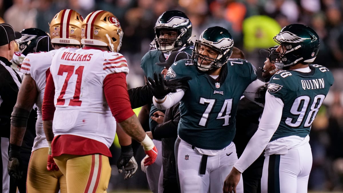 FILE - San Francisco 49ers offensive tackle Trent Williams (71) walks off  the field after the 49ers were defeated by the Philadelphia Eagles in an  NFL football game in Santa Clara, Calif.