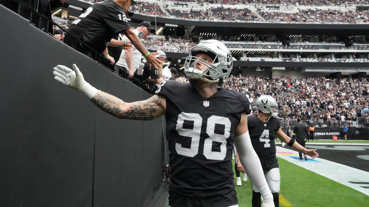 Las Vegas Raiders defensive end Maxx Crosby (98) looks dejected after a  late Raiders turnover i …