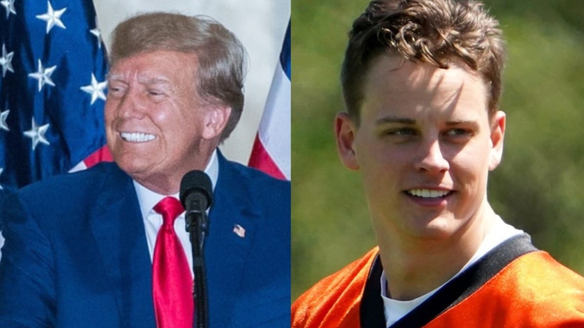 Joe Burrow, Odell Beckham Jr. greeting Donald Trump at UFC 287