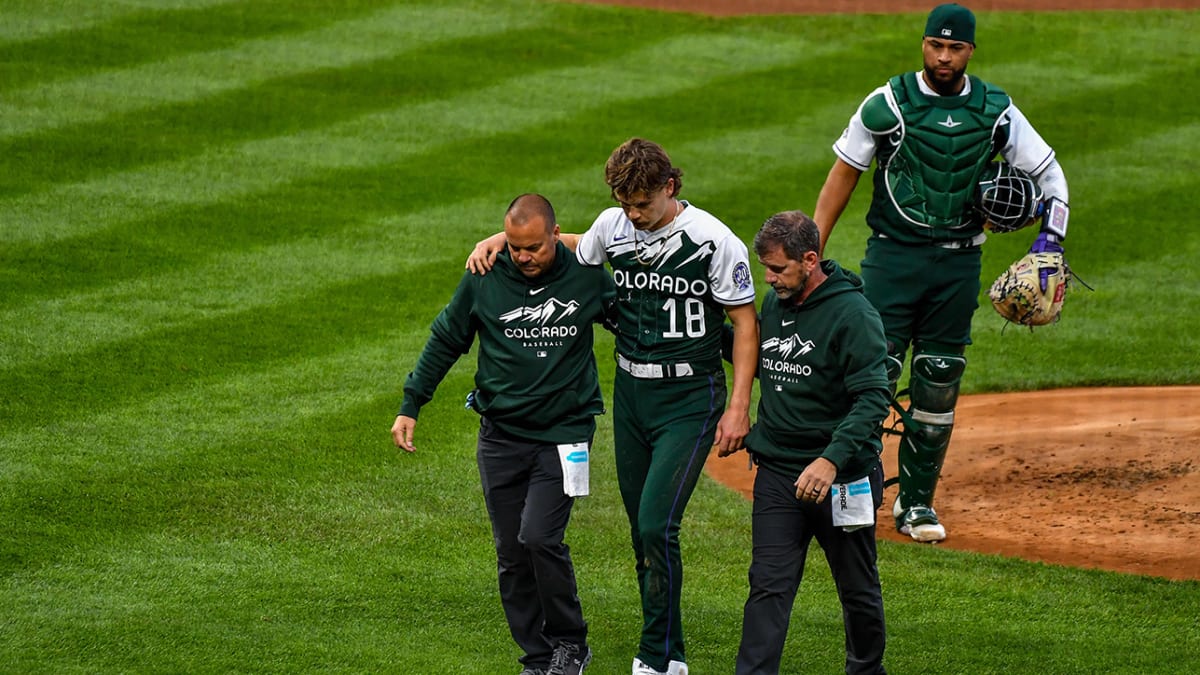 Rockies pitcher Ryan Feltner leaves game after 'missile' to head by  Phillies' Nick Castellanos