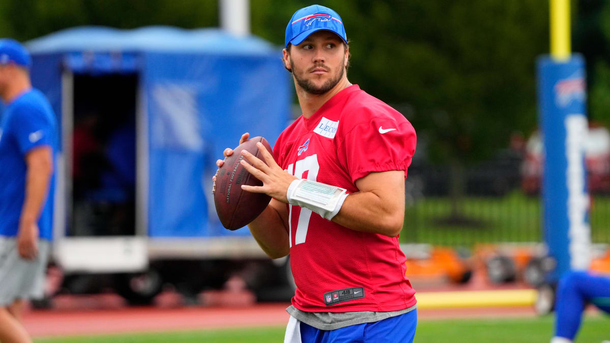 Josh Allen Debuts Blue Helmet at Practice