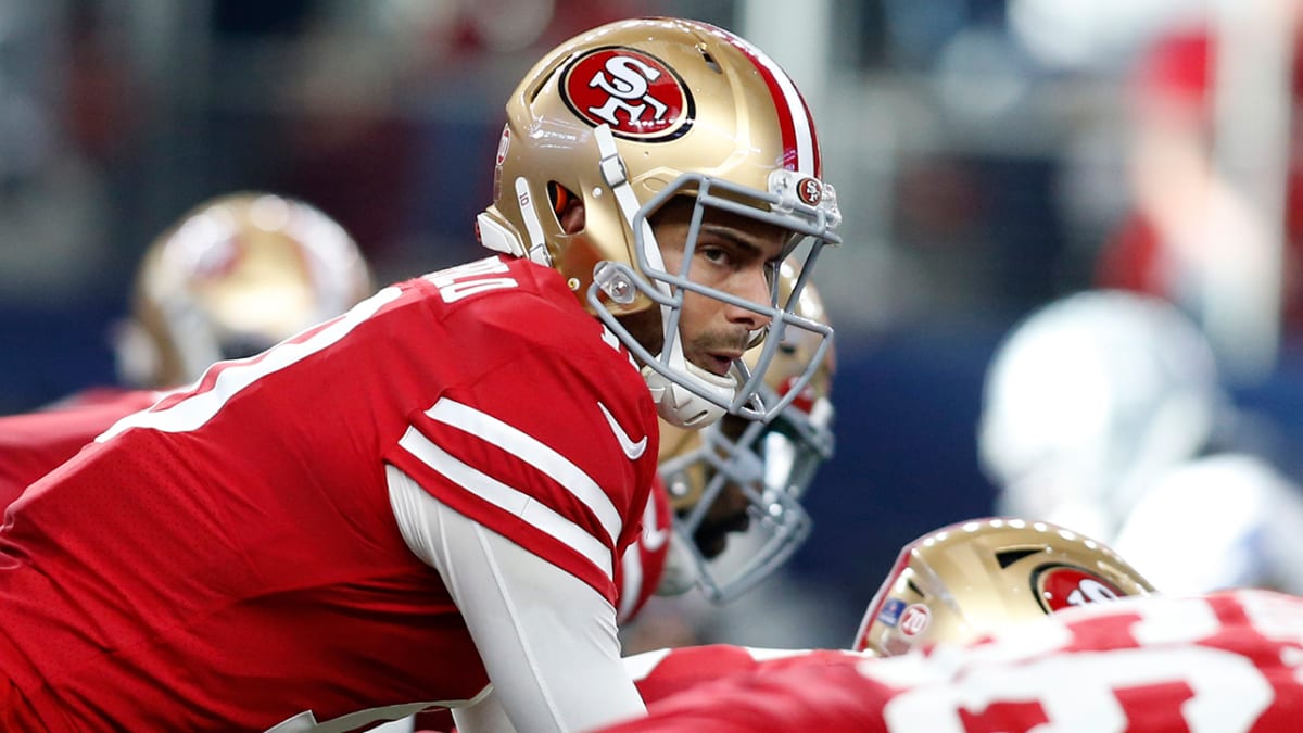 San Francisco 49ers quarterback Jimmy Garoppolo (10) during practice in  preparation for Super Bowl LIV at the SAP Performance Center, Friday, Jan.  24, 2020, in Santa Clara, California. (Photo by IOS/ESPA-Images Stock