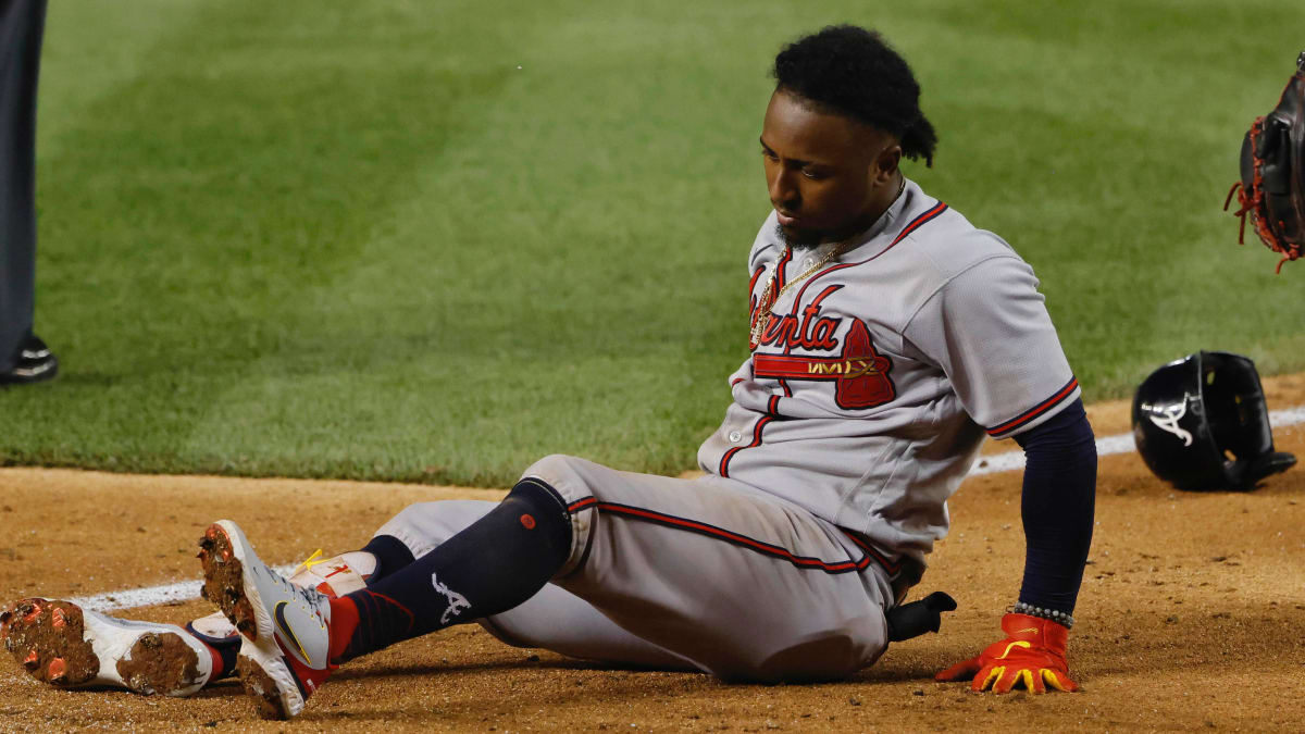 Ozzie Albies leaves Monday's Braves game with fractured left foot