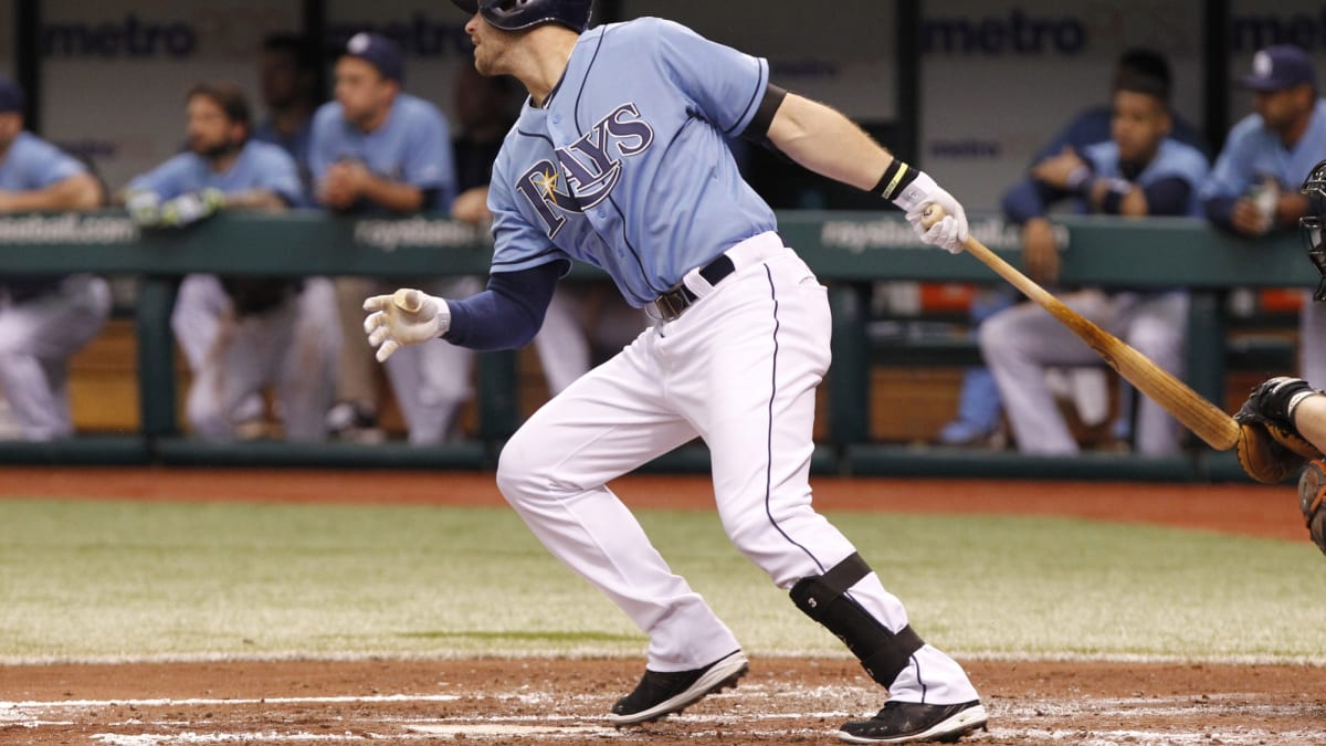 28 May 2016: Tampa Bay Rays third baseman Evan Longoria (3) rounds the  bases after hitting a home run during the MLB regular season game between  the New York Yankees and Tampa