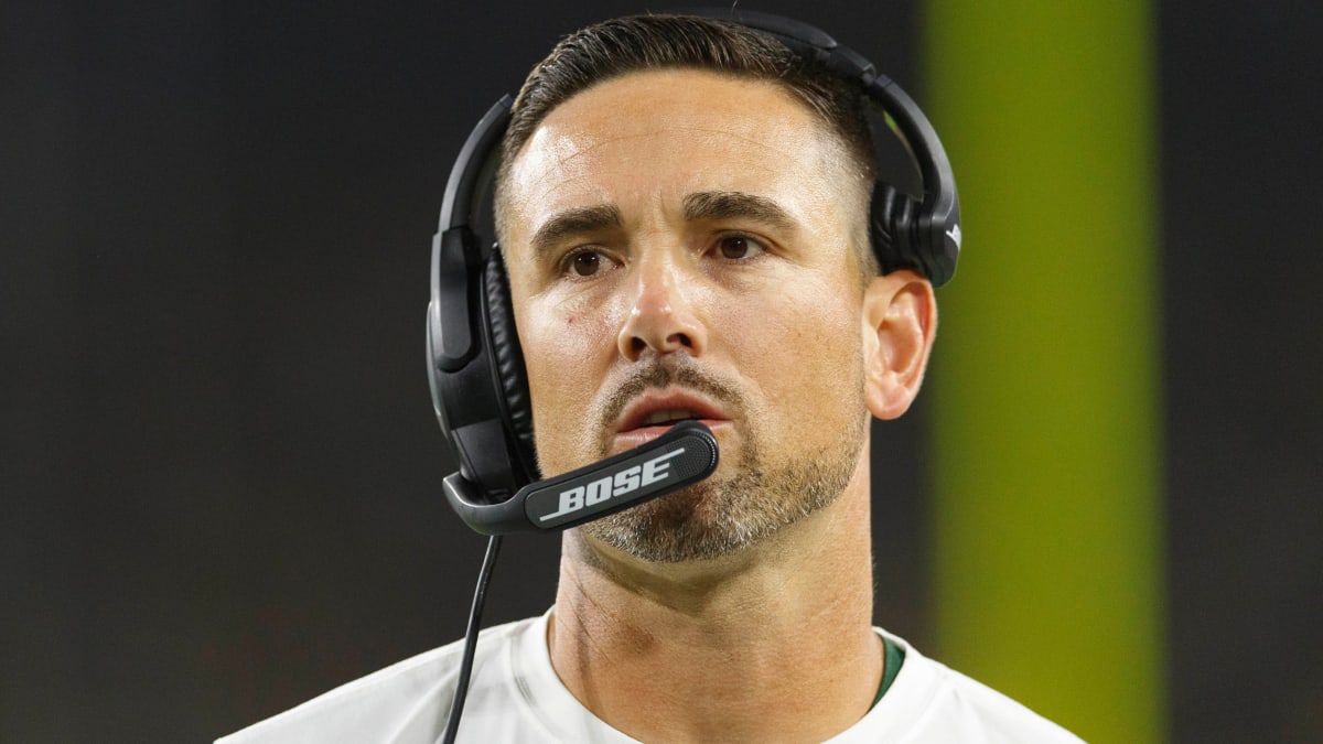 Green Bay Packers head coach Matt LaFleur looks on from the