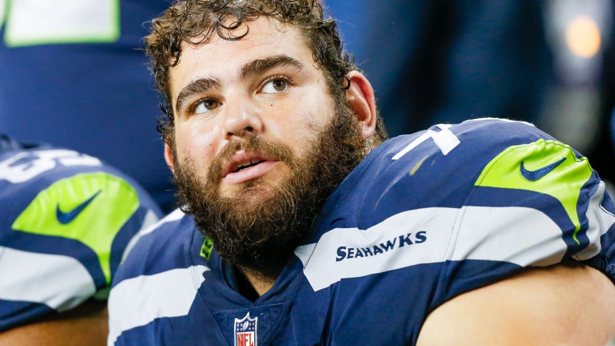 Seattle Seahawks offensive tackle Jake Curhan (74) looks on during the NFL  football team's training camp, Wednesday, Aug. 9, 2023, in Renton, Wash.  (AP Photo/Lindsey Wasson Stock Photo - Alamy