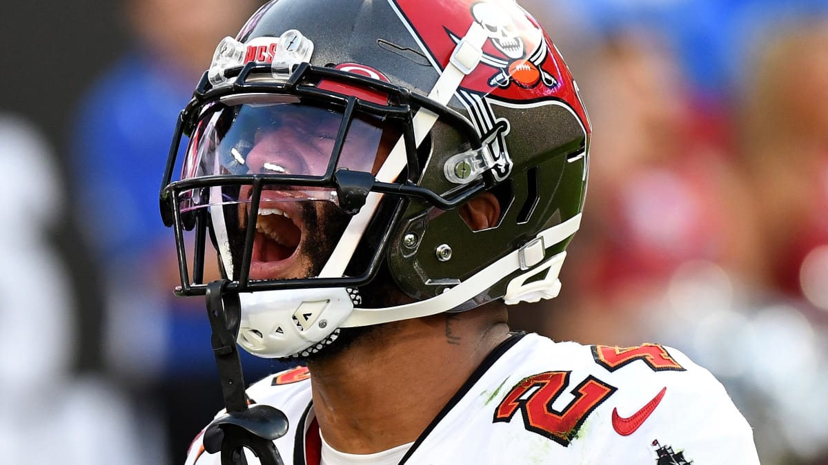 Carlton Davis of the Tampa Bay Buccaneers reacts after a penalty News  Photo - Getty Images