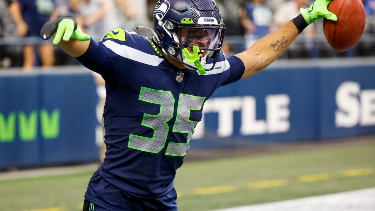 Seattle Seahawks safety Joey Blount (35) celebrates during an NFL