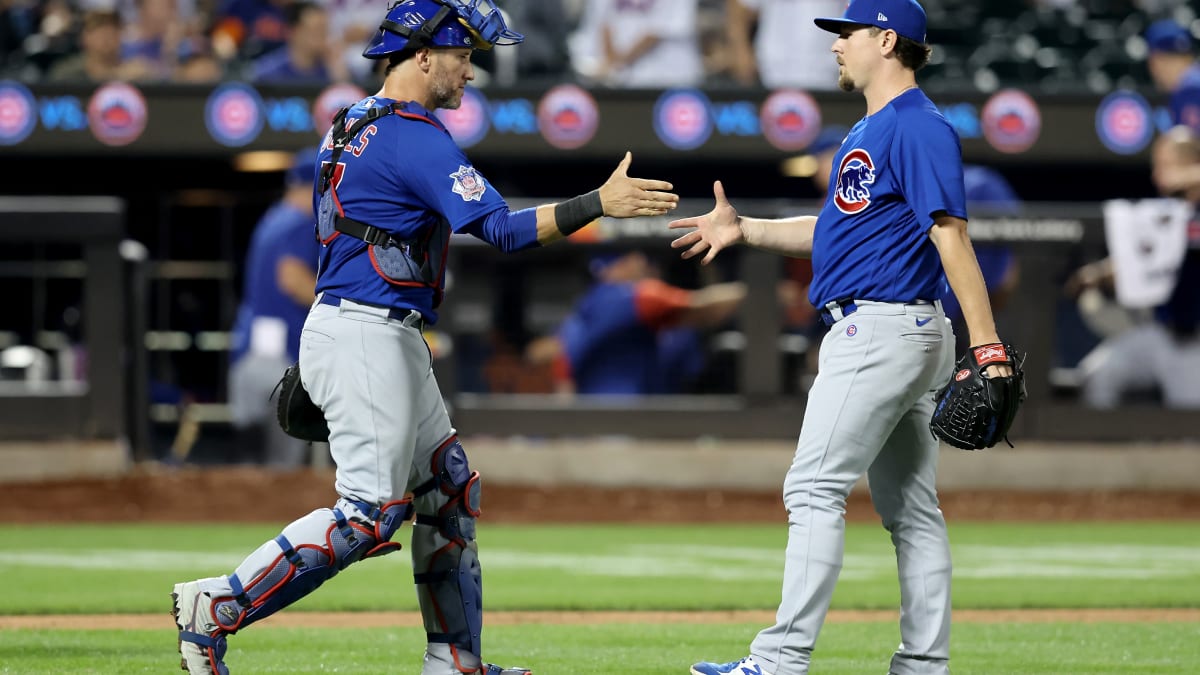 Chicago Cubs' Michael Hermosillo follows through on an RBI double during  the first inning of the team's baseball game against the New York Mets on  Wednesday, Sept. 14, 2022, in New York. (