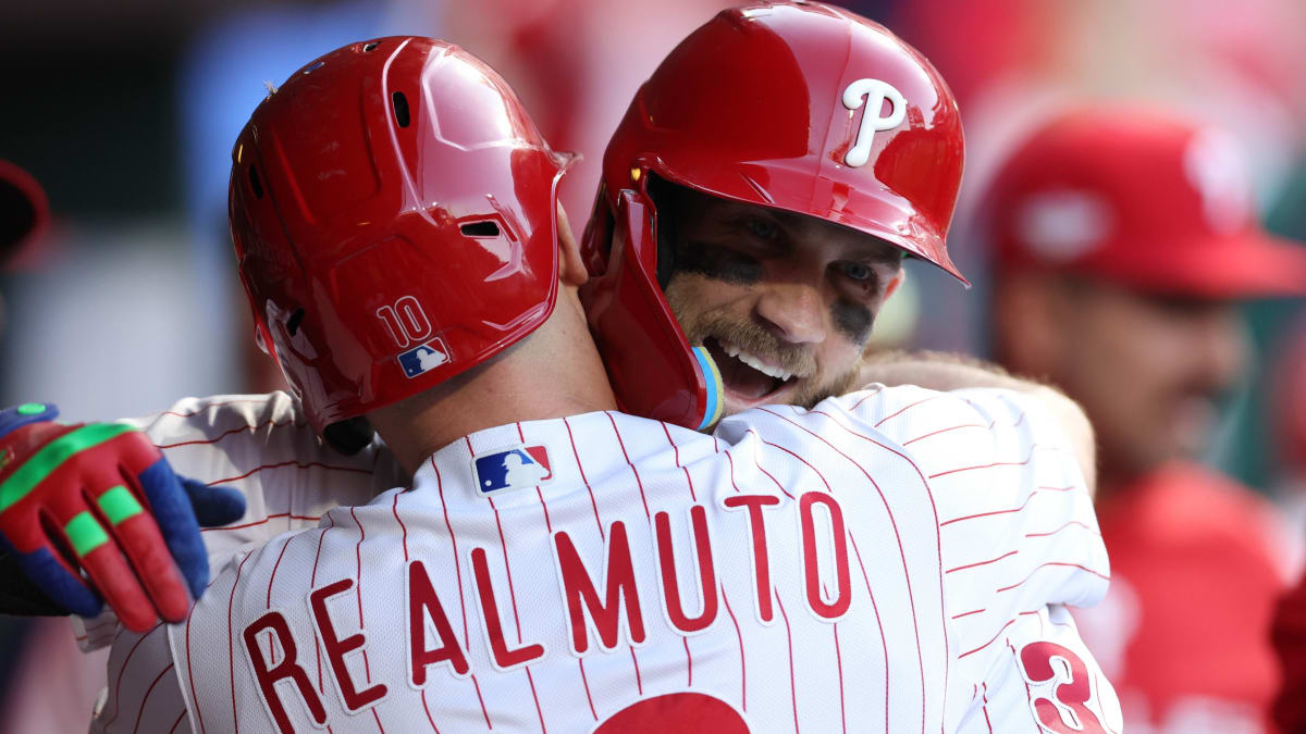 Philadelphia Phillies catcher J.T. Realmuto bats during a game