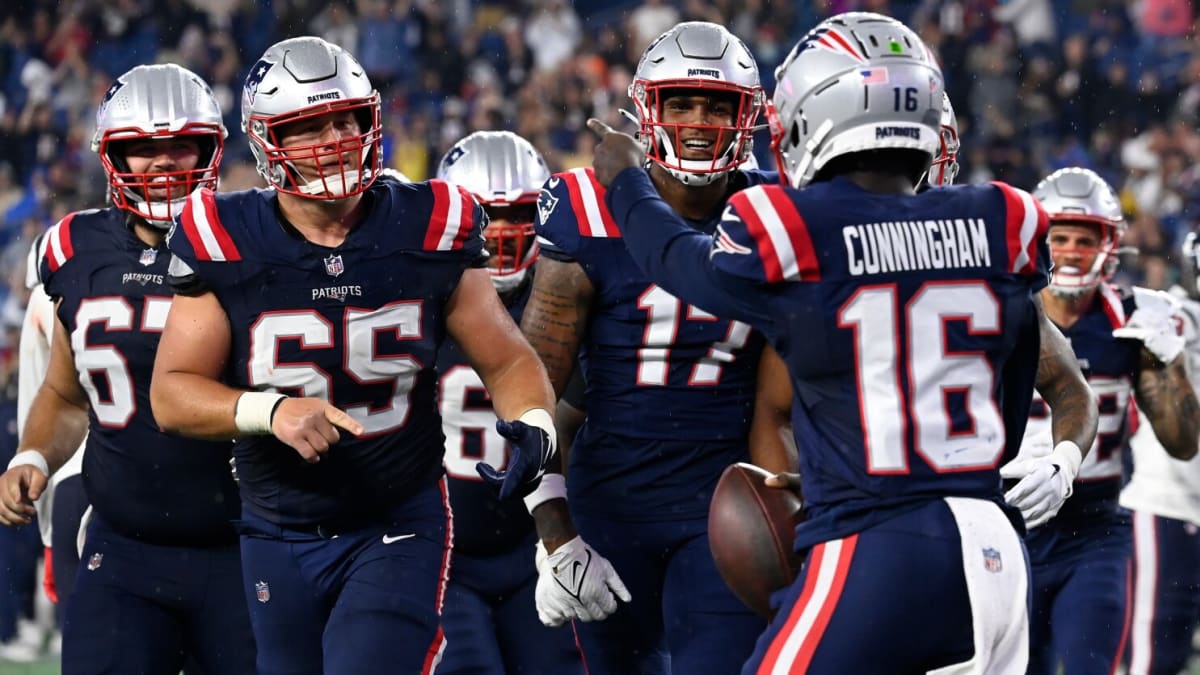 New England Patriots linebacker Josh Uche (55) rides the