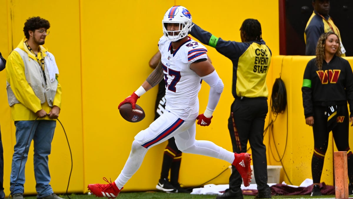 Buffalo Bills WATCH: A.J. Epenesa Snags Crazy Pick-Six vs. Washington  Commanders - Sports Illustrated Buffalo Bills News, Analysis and More