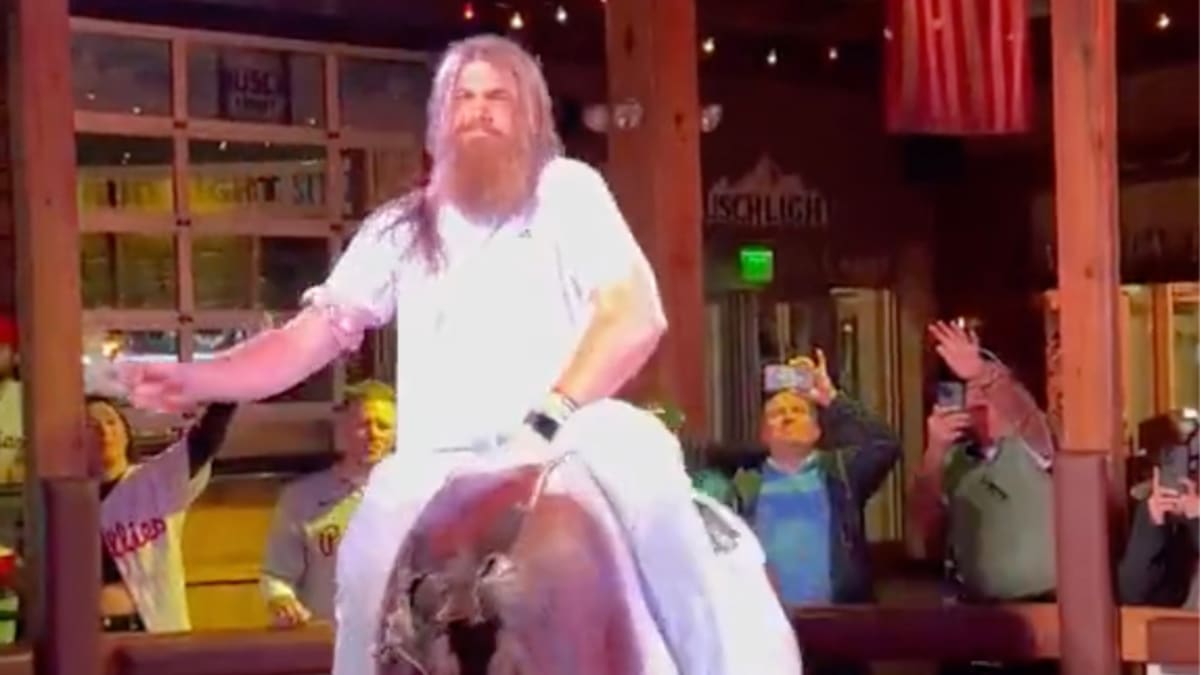 Phillies' Brandon Marsh Rides Mechanical Bull After Team's Playoff  Celebration - Sports Illustrated