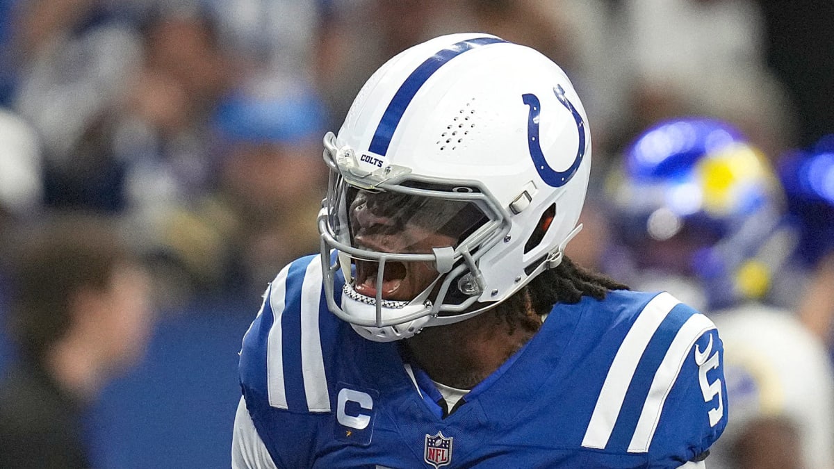 Anthony Richardson of the Indianapolis Colts celebrates during an