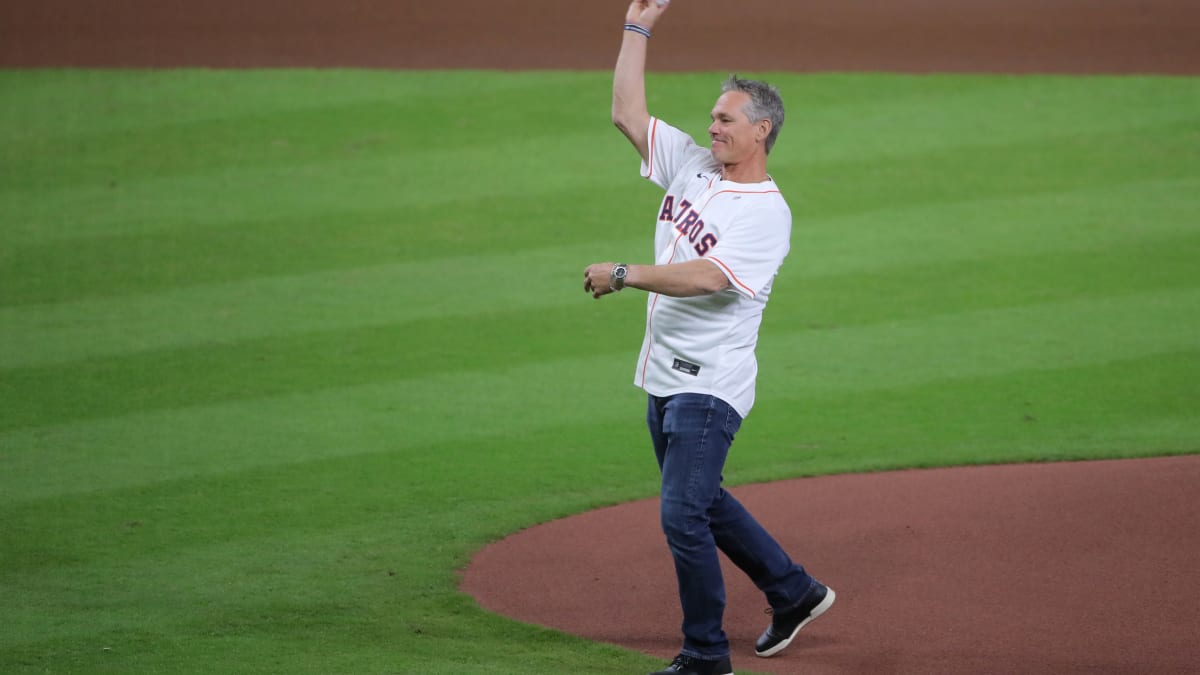 Creed band members at ALCS Game 3 in Texas Rangers gear