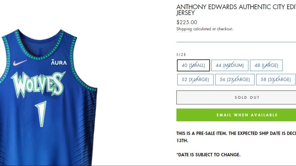 The Timberwolves final jersey design appears to have been delayed