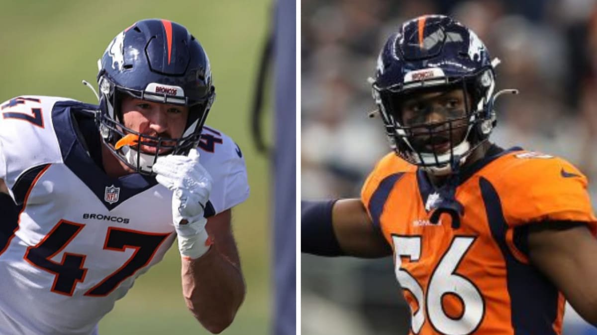 Denver Broncos linebacker Josey Jewell (47) reacts during an NFL football  game between the Carolina Panthers and the Denver Broncos on Sunday, Nov.  27, 2022, in Charlotte, N.C. (AP Photo/Jacob Kupferman Stock