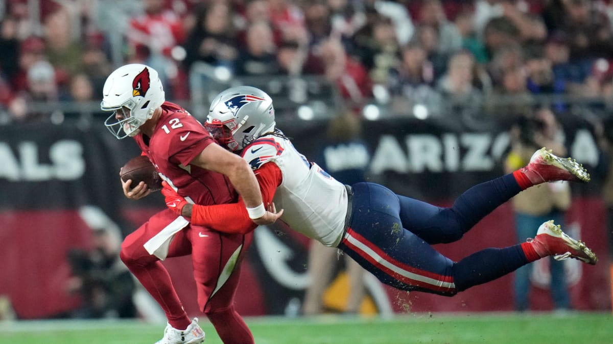 New England Patriots linebacker Matthew Judon (9) defends during the first  half of an NFL football game against the Baltimore Ravens, Sunday, Sep. 25,  2022, in Foxborough, Mass. (AP Photo/Stew Milne Stock