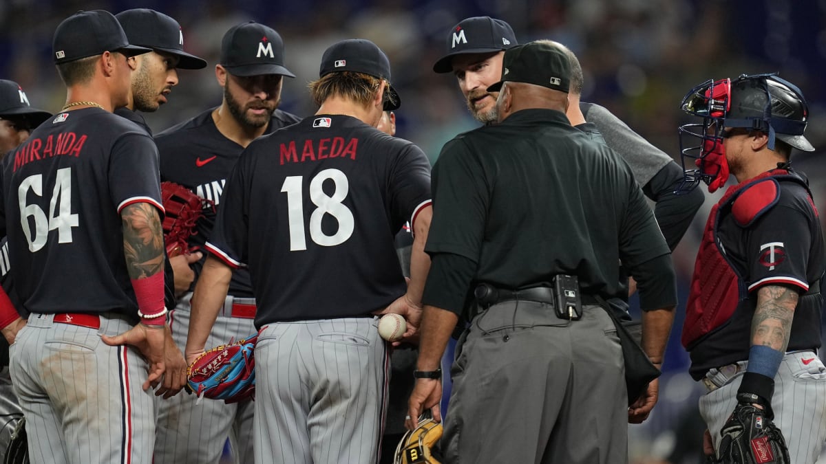 Twins pitcher Kenta Maeda strong before leaving with trainer in 1-0 loss to  Marlins - InForum