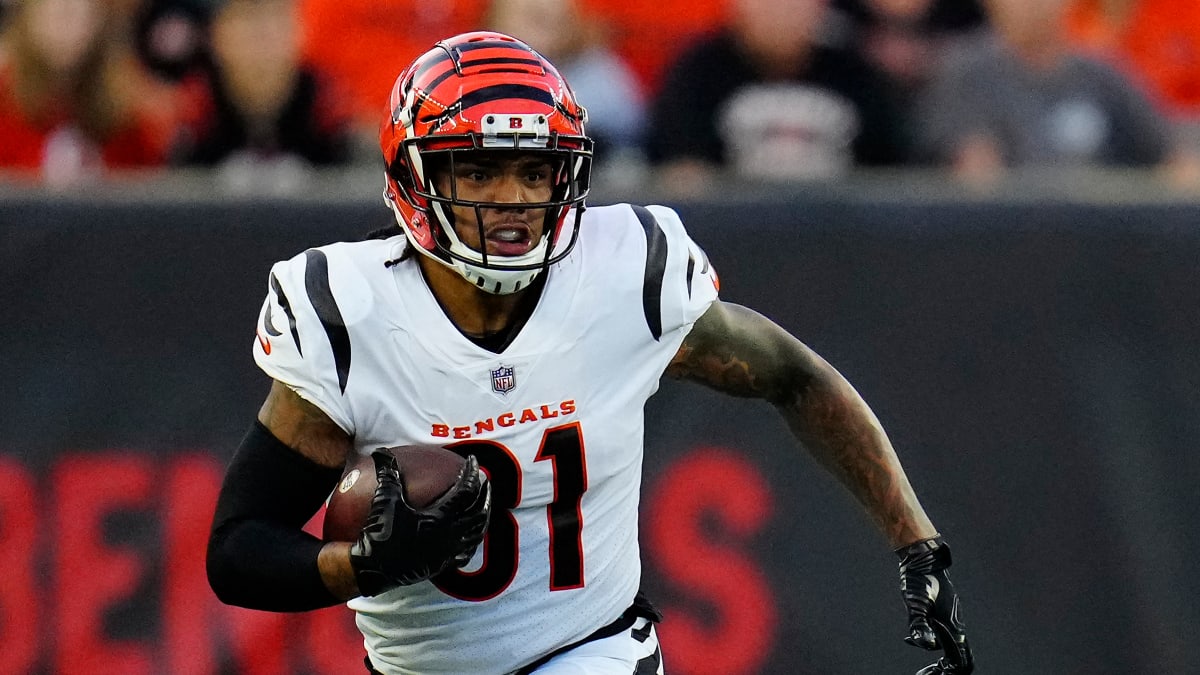 Cincinnati Bengals tight end Thaddeus Moss (81) celebrates a touchdown  during a preseason NFL football game against the Los Angeles Rams,  Saturday, Aug. 27, 2022, in Cincinnati. (AP Photo/Emilee Chinn Stock Photo  - Alamy