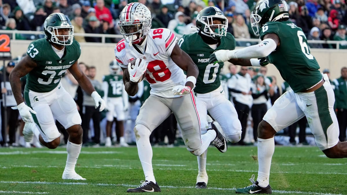 Buckeye Blitz: Saluting Ohio State Football - Marvin Harrison Jr. had  himself a day against Arkansas State catching seven passes for 184 yards  and three touchdowns. His first three-score game came in