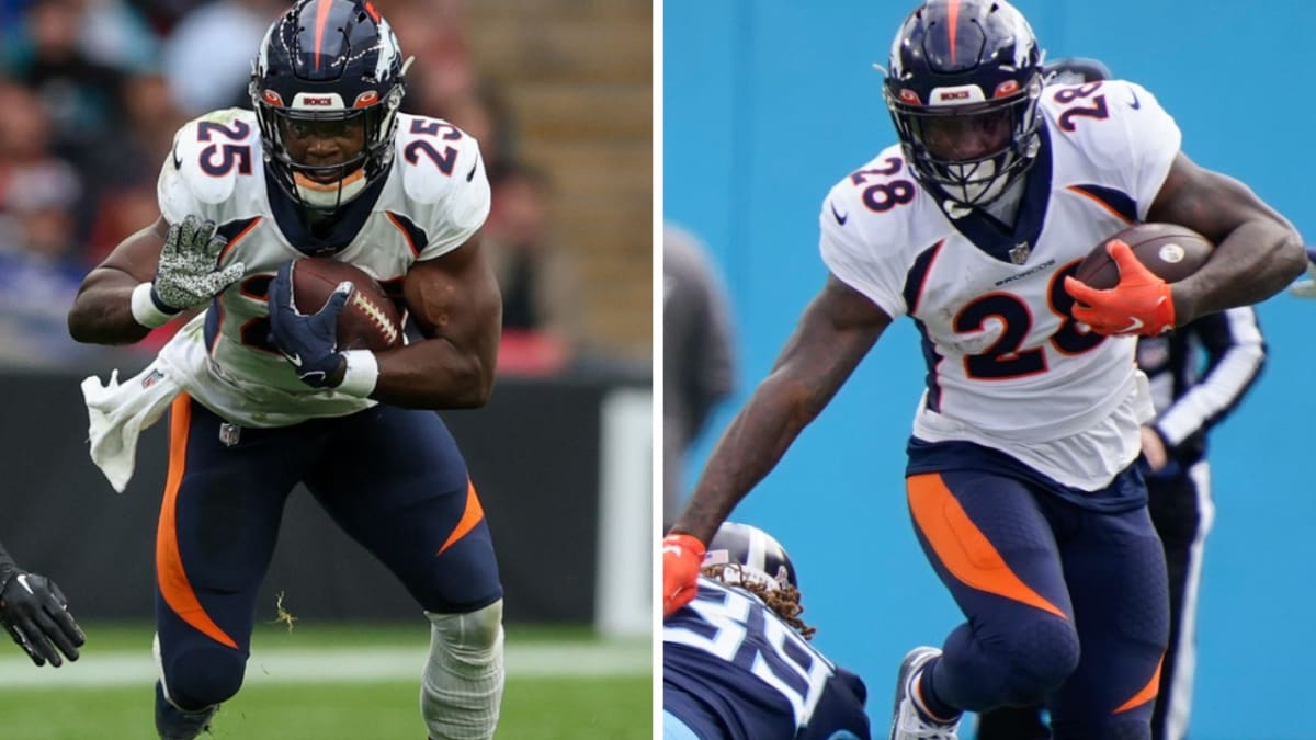 Denver Broncos running back Melvin Gordon (25) runs against the Detroit  Lions during an NFL football game Sunday, Dec. 12, 2021, in Denver. (AP  Photo/Jack Dempsey Stock Photo - Alamy