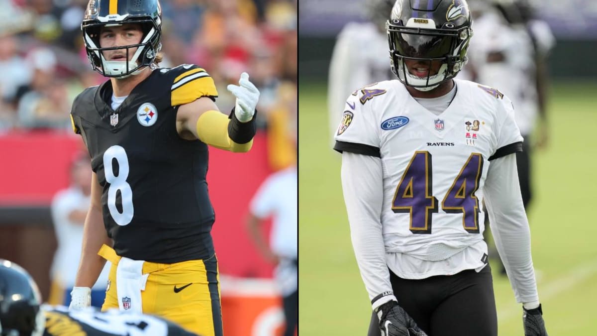 Pittsburgh Steelers wide receiver Antonio Brown (84) greets Baltimore  Ravens cornerback Marlon Humphrey (29) following the Steelers' 23-16  victory over the Ravens, at M&T Bank Stadium on November 4, 2018 in  Baltimore