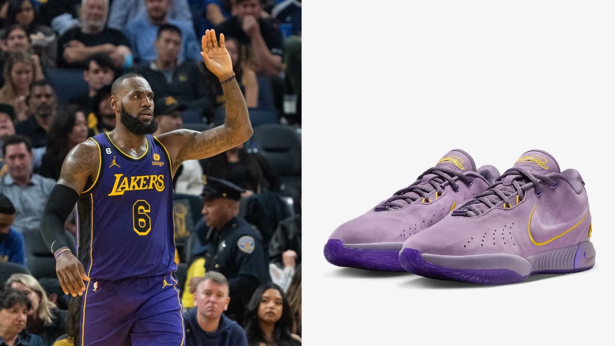 Lebron shoes sale purple and gold