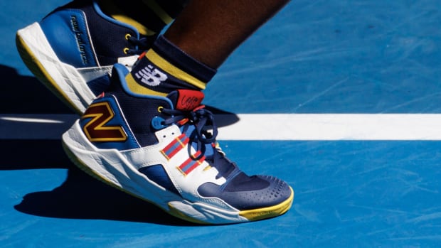 Navy blue and yellow sale tennis shoes