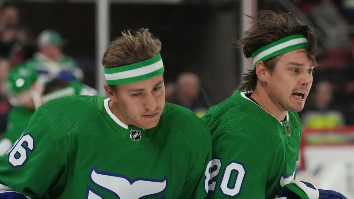 Hurricanes wearing sales whalers jerseys