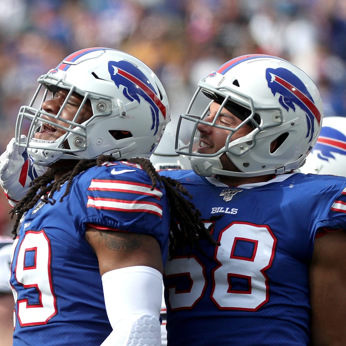 Buffalo Bills middle linebacker Tremaine Edmunds (49) reacts while walking  off the field after an NFL football game against the Arizona Cardinals,  Sunday, Nov. 15, 2020, in Glendale, Ariz. (AP Photo/Jennifer Stewart