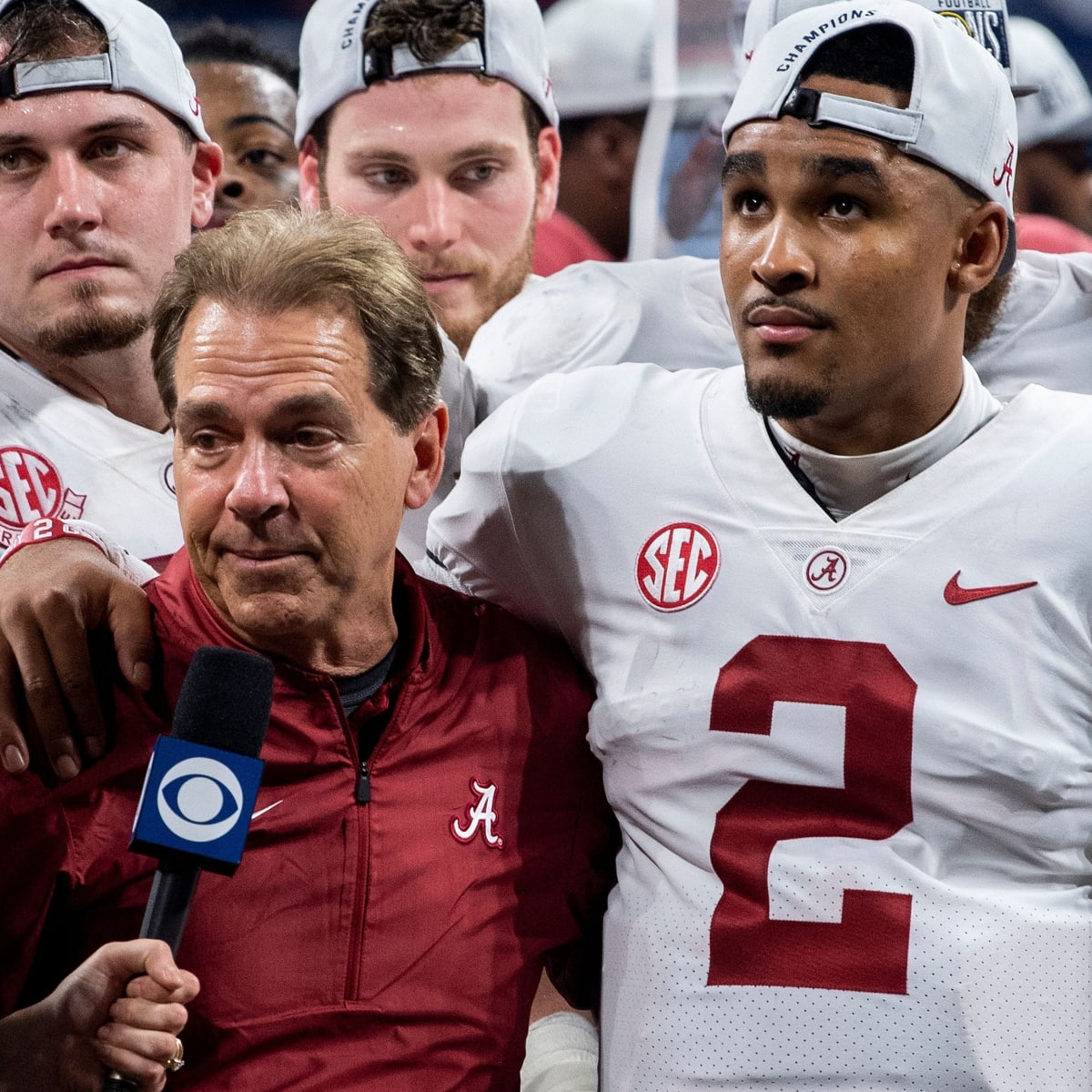 Jalen Hurts reacts to Alabama's tough national championship loss