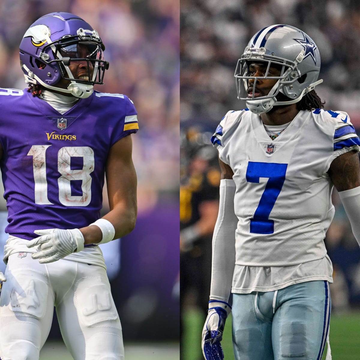 Nov 10, 2019: Minnesota Vikings wide receiver Stefon Diggs #14 during an NFL  game between the Minnesota Vikings and the Dallas Cowboys at AT&T Stadium  in Arlington, TX Minnesota defeated Dallas 28-24