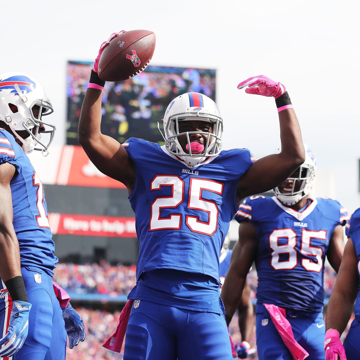 Buffalo Bills running back LeSean McCoy (25) fumbles the ball for