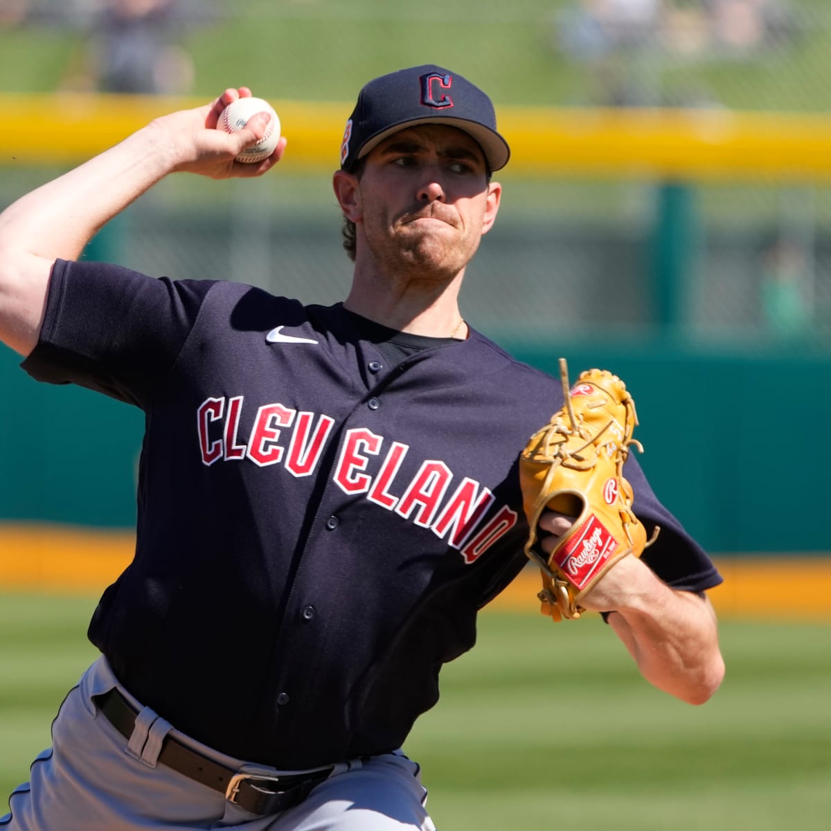 Shane Bieber of the Cleveland Indians looks on and smiles against