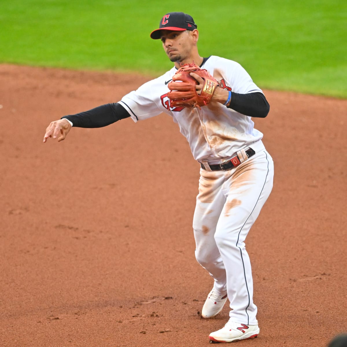 Cleveland Indians second baseman Andres Gimenez (0) is seen