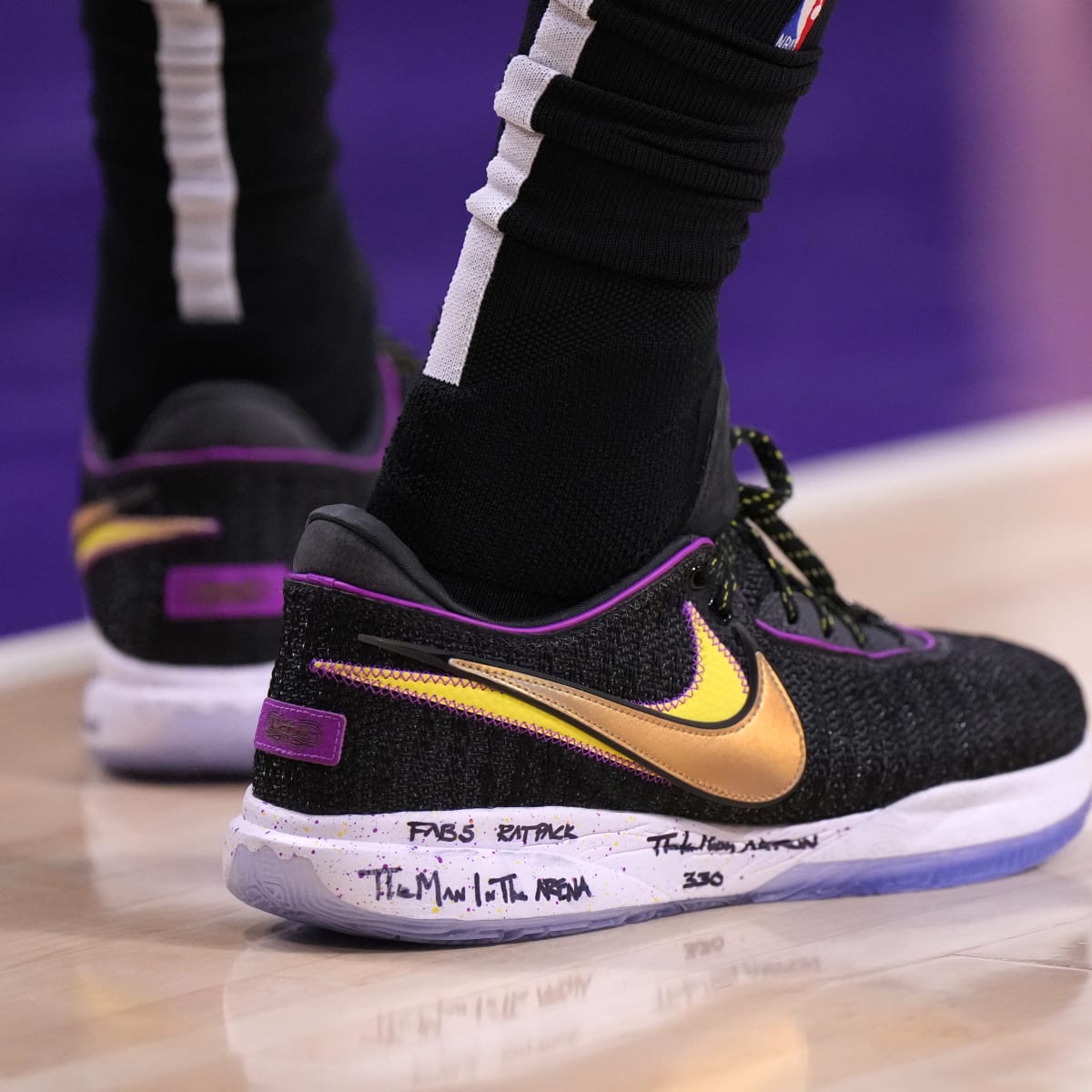 The Nike LeBron shoes worn by Los Angeles Lakers forward LeBron